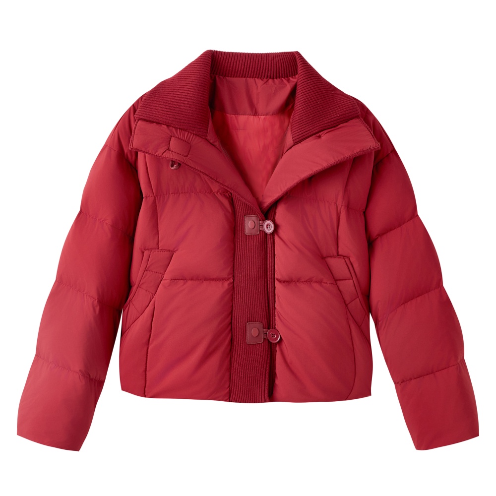 Knitted Casual red cstand collar Korean style down coat