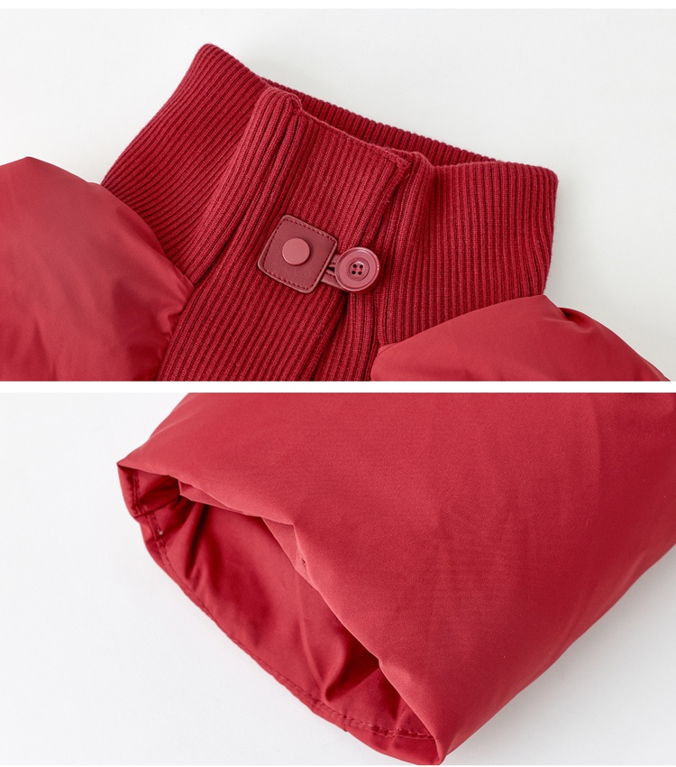 Knitted Casual red cstand collar Korean style down coat