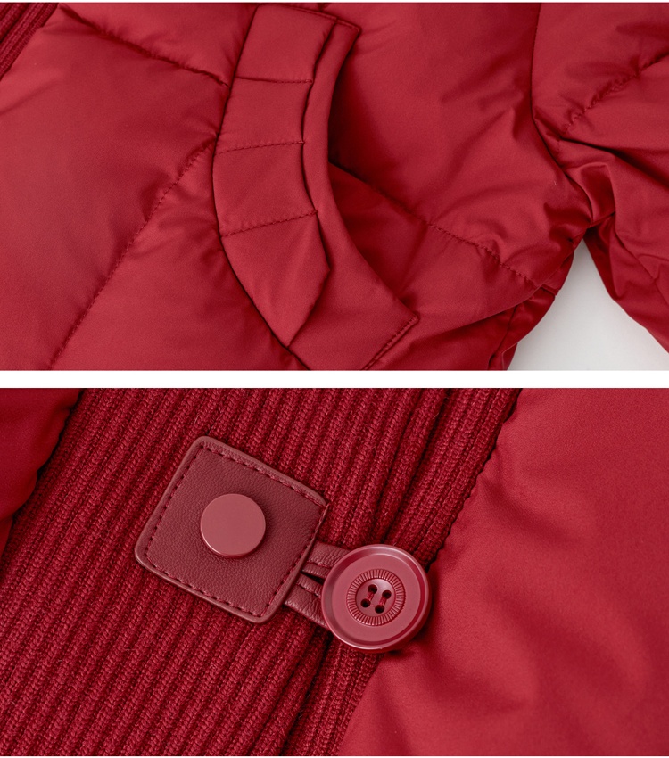 Knitted Casual red cstand collar Korean style down coat