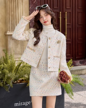 Duck down rainbow coat lace winter skirt 2pcs set