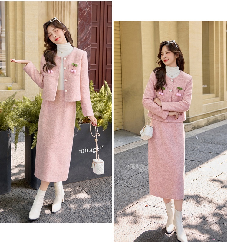 All-match winter jacket duck down long skirt 2pcs set