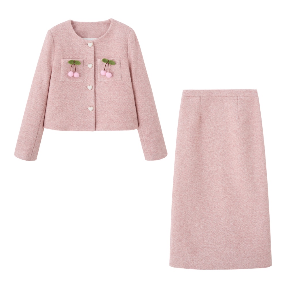 All-match winter jacket duck down long skirt 2pcs set