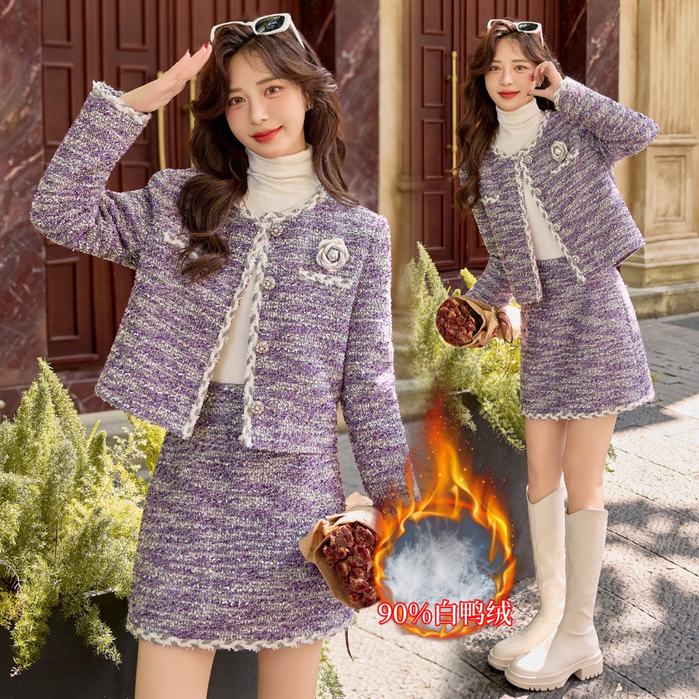 Duck down jacket autumn and winter short skirt a set