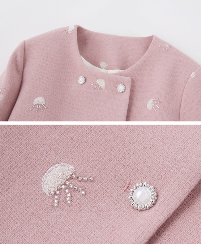 Beading fox fur short skirt jellyfish duck down coat a set