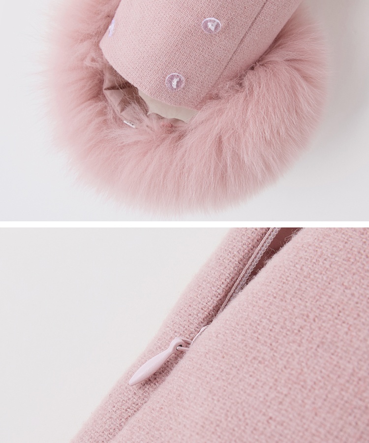 Beading fox fur short skirt jellyfish duck down coat a set