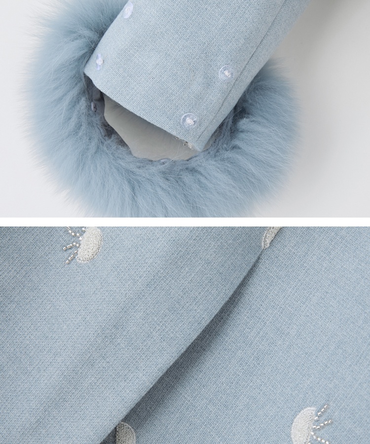 Winter embroidery coat beading duck down long skirt a set