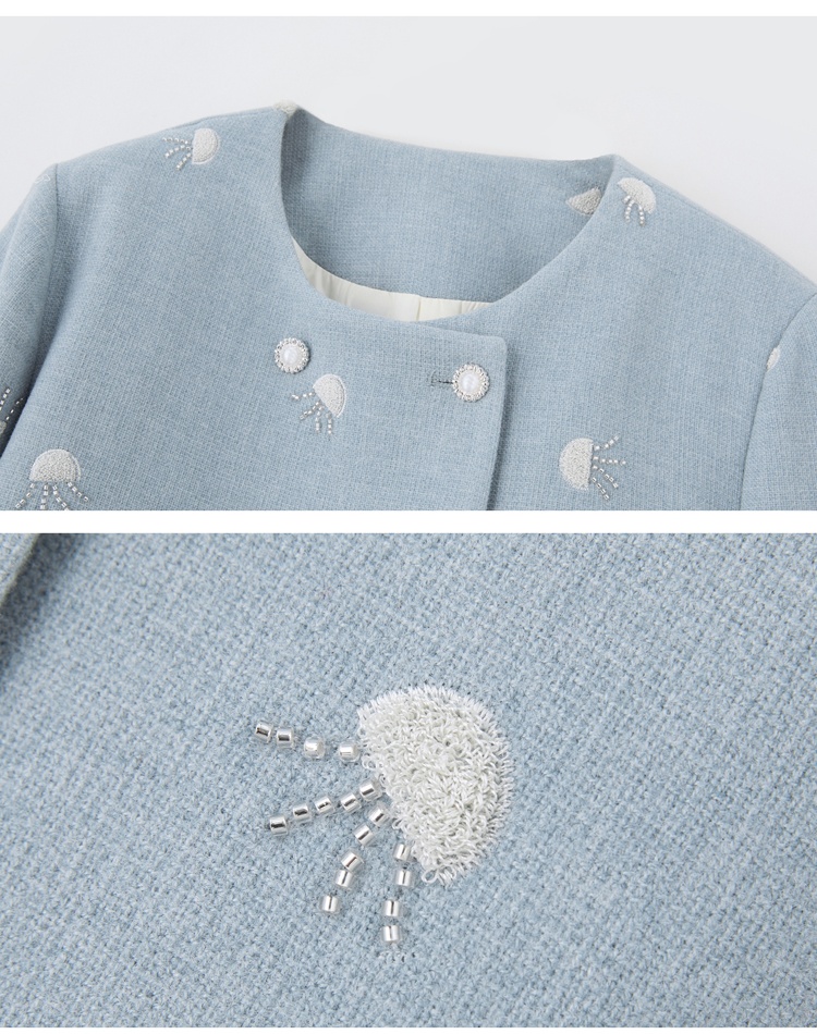 Winter embroidery coat beading duck down long skirt a set