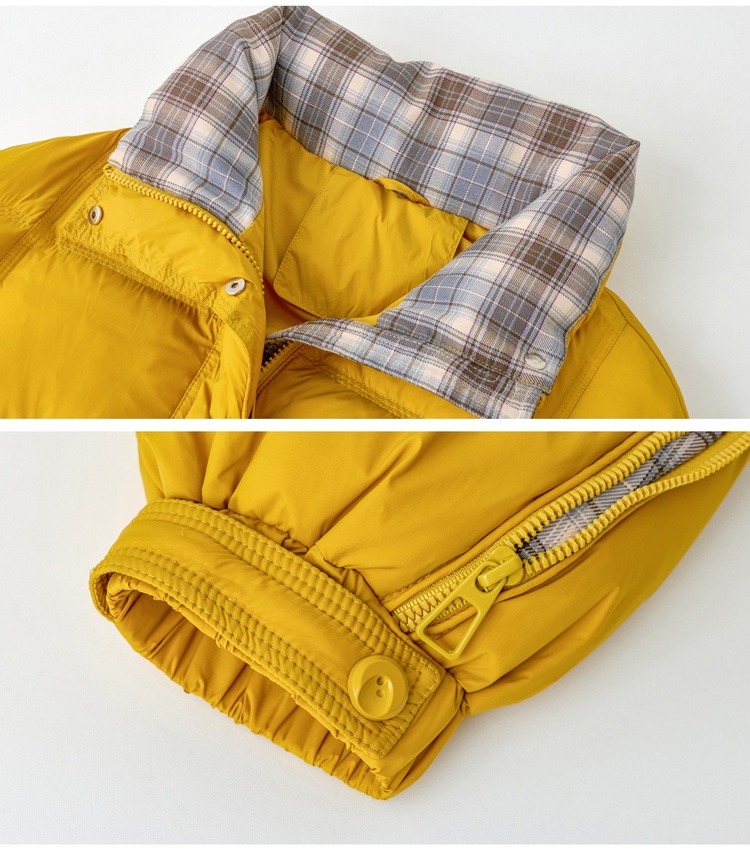 Winter duck down mixed colors zip plaid coat