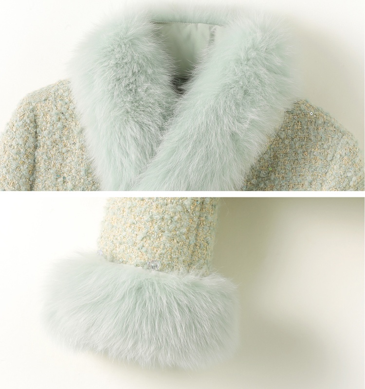 Chanelstyle fox fur short skirt duck down jacket a set