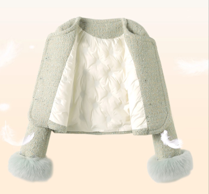 Chanelstyle fox fur short skirt duck down jacket a set