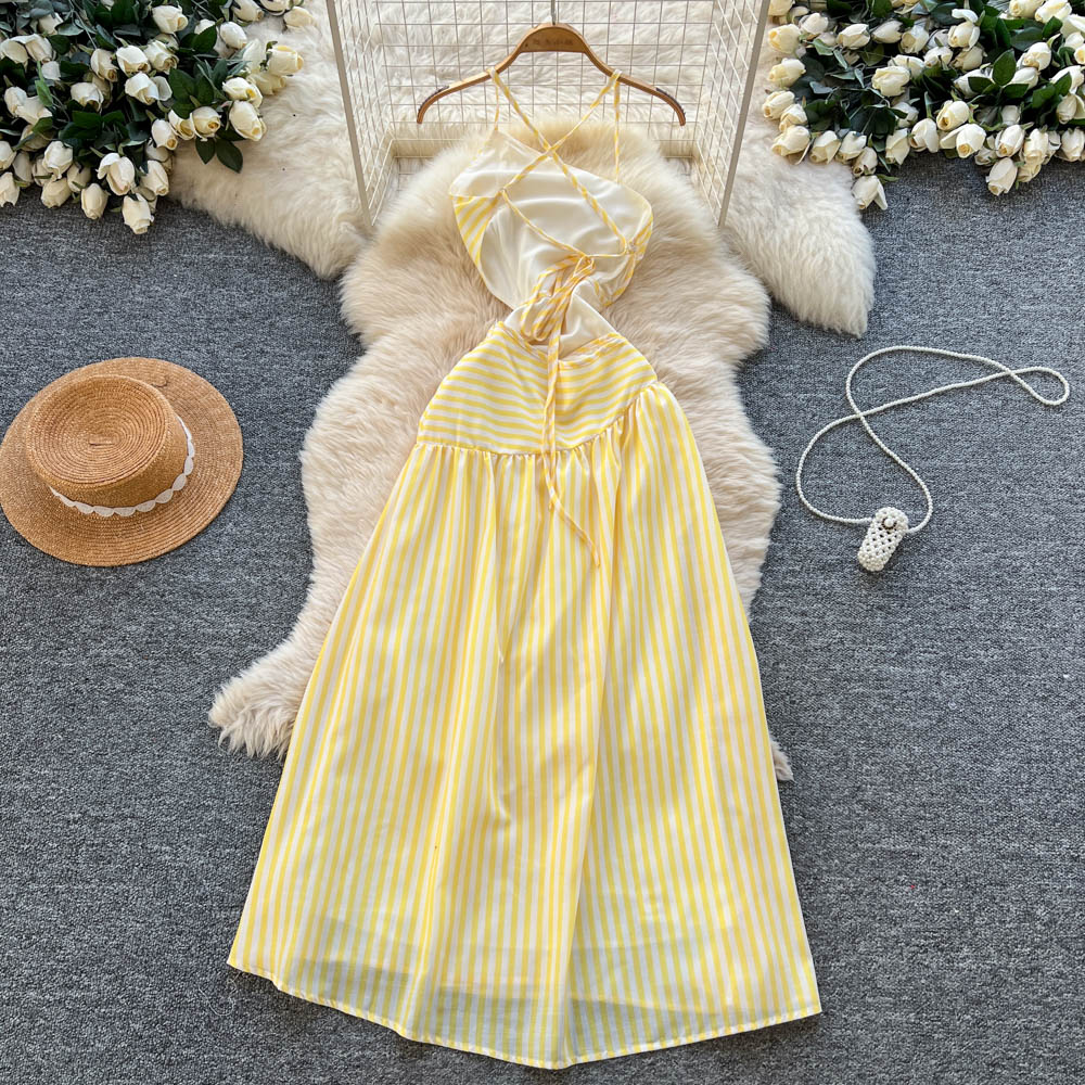 France style dress stripe long dress for women