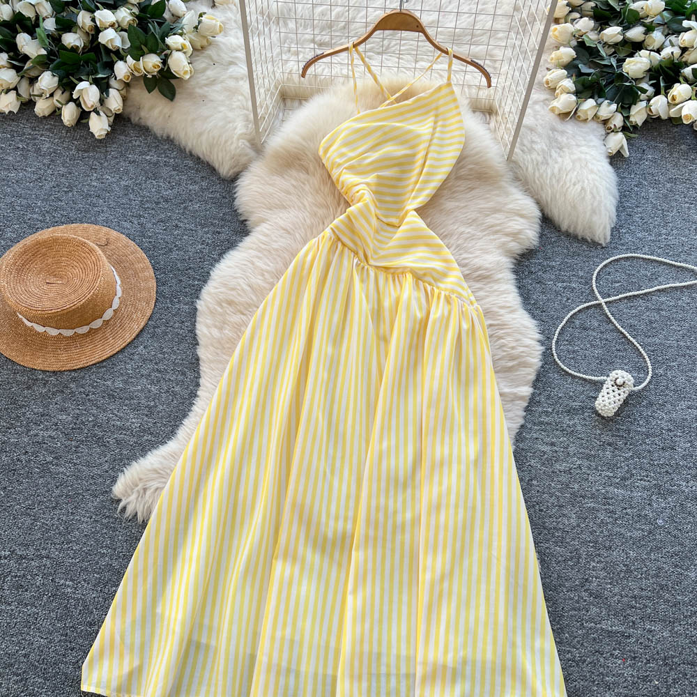 France style dress stripe long dress for women