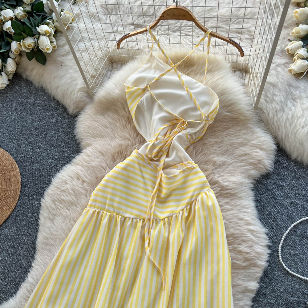 France style dress stripe long dress for women