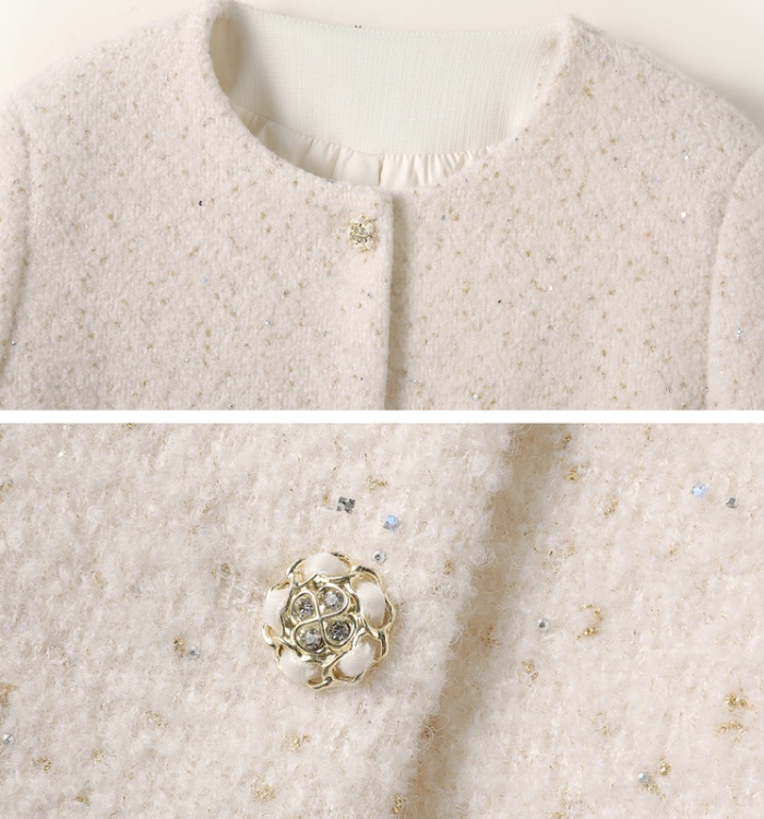 Winter chanelstyle fox fur short skirt duck down wool coat a set