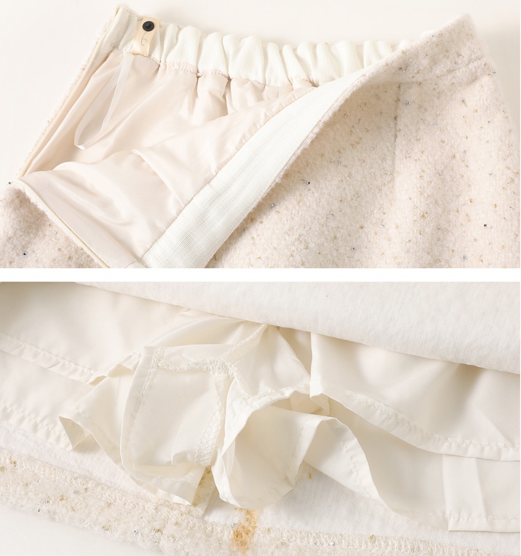 Winter chanelstyle fox fur short skirt duck down wool coat a set