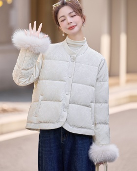 Winter Chinese style duck down white fox fur jacket