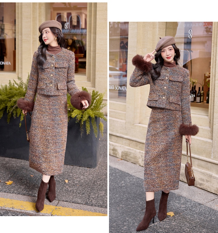 Fox fur duck down coat down long skirt a set