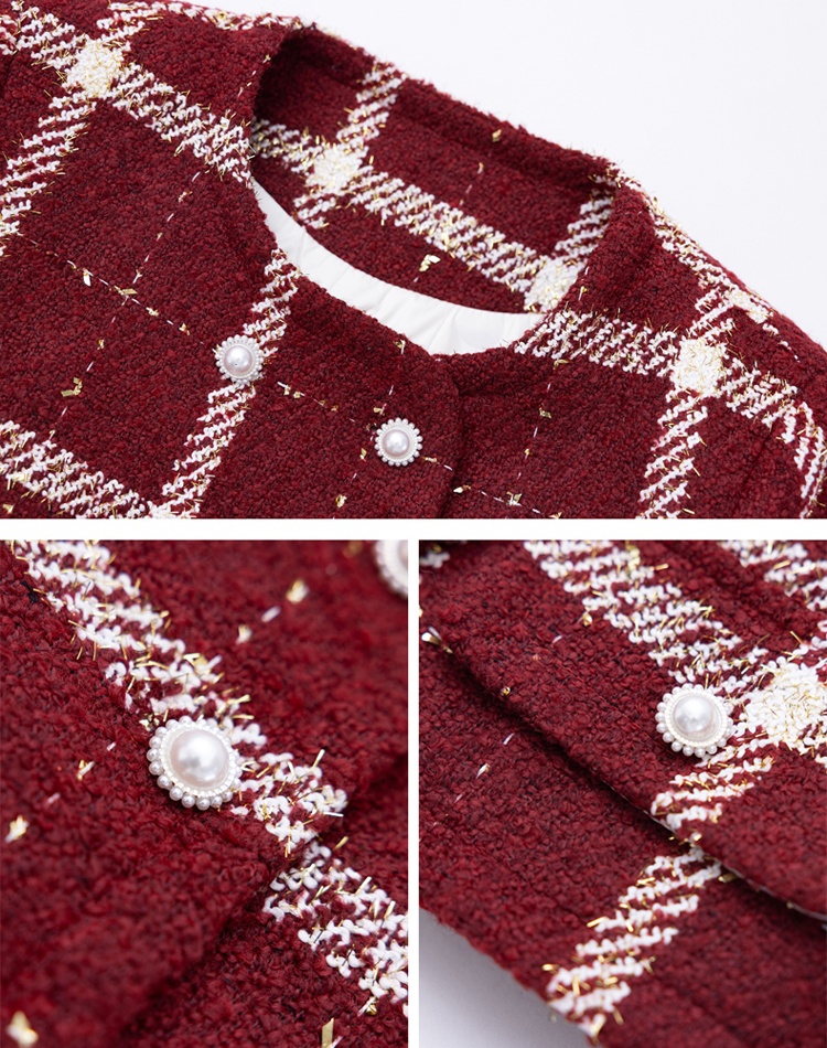 Chanelstyle plaid short skirt winter down coat a set