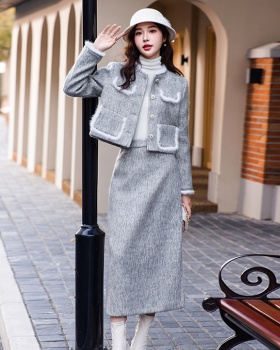 Duck down mink hair coat winter splice tops a set