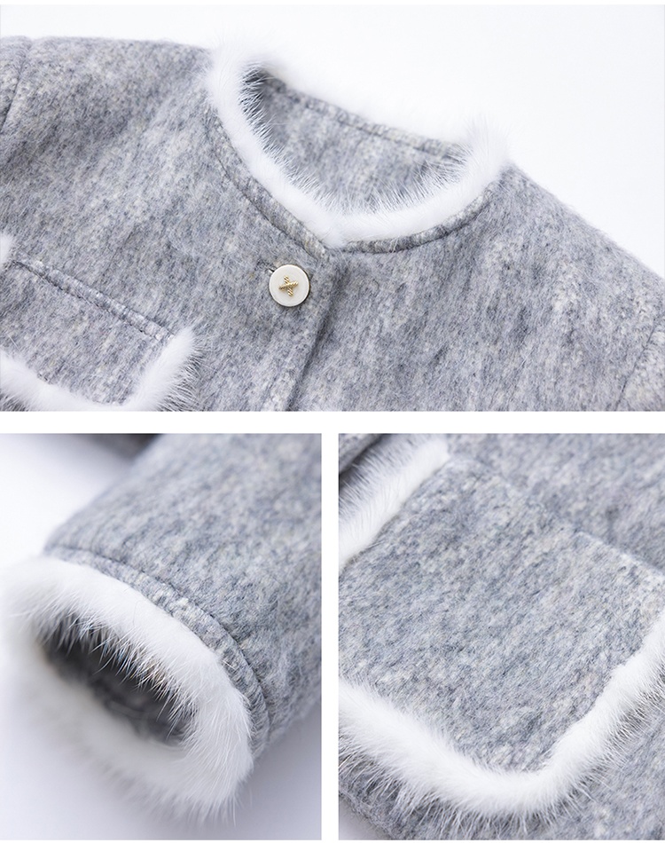 Duck down mink hair coat winter splice tops a set