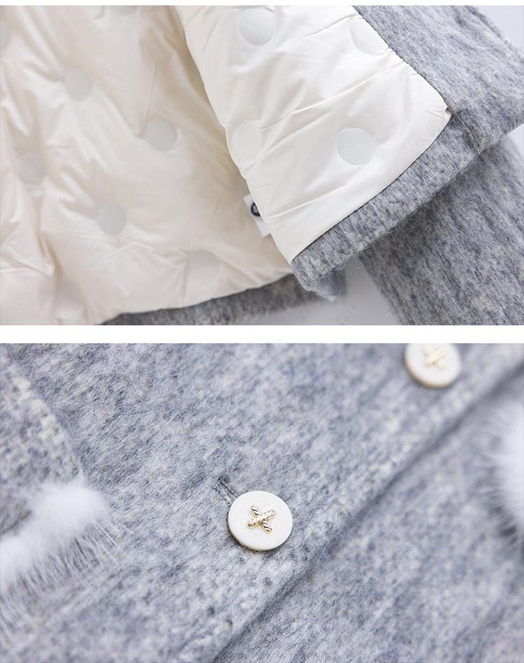 Duck down mink hair coat winter splice tops a set