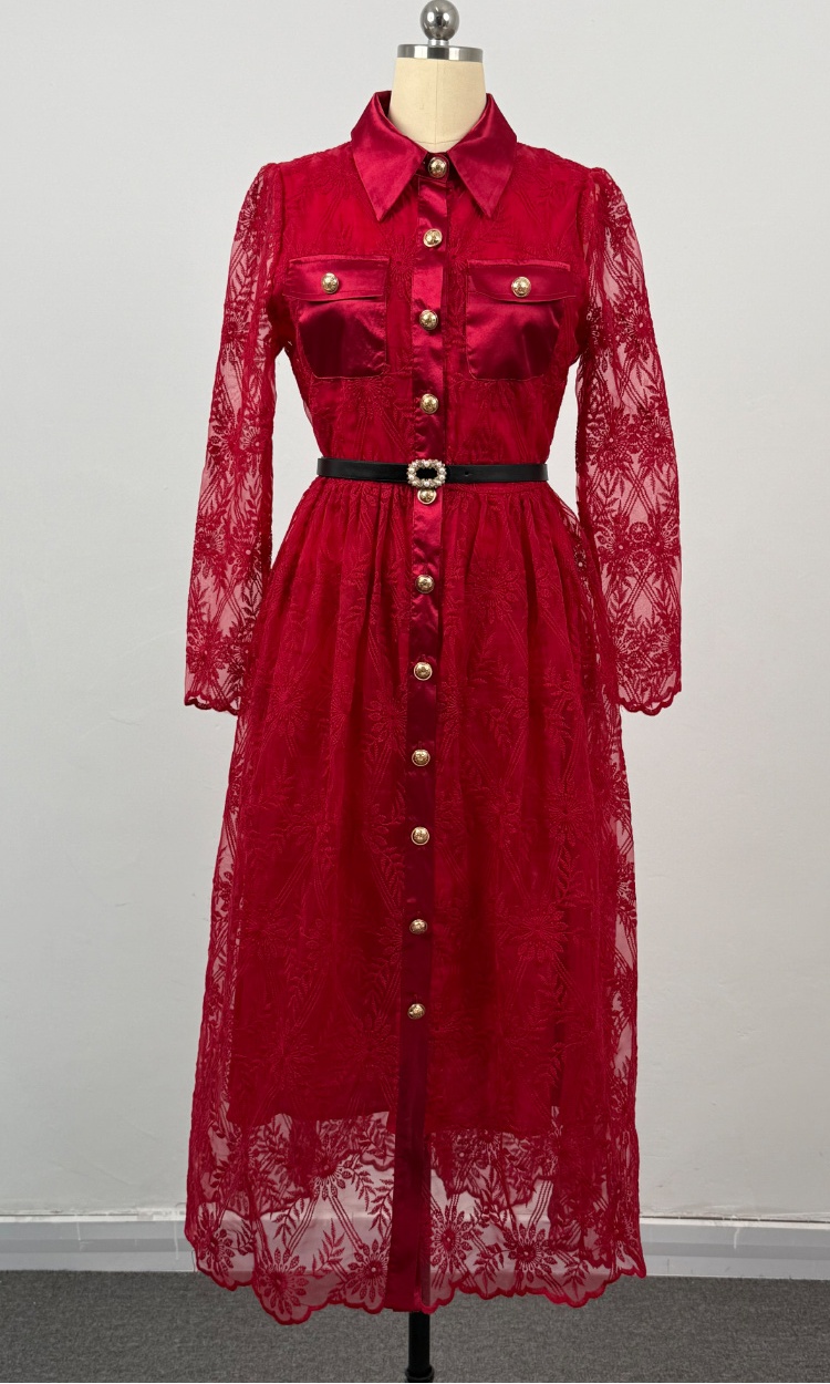 Slim elegant long dress pinched waist dress for women