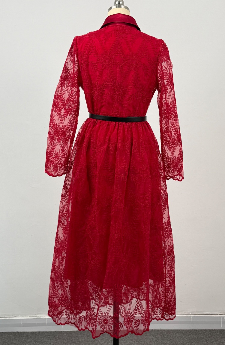 Slim elegant long dress pinched waist dress for women