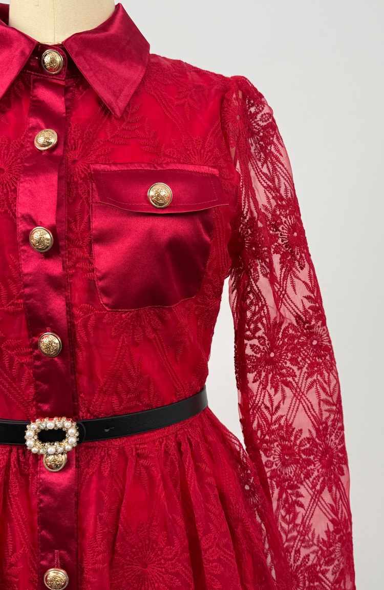 Slim elegant long dress pinched waist dress for women