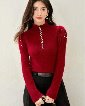 Half high collar tops wood ear bottoming shirt