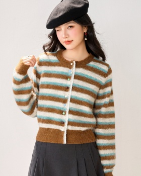 Autumn and winter cardigan stripe sweater for women