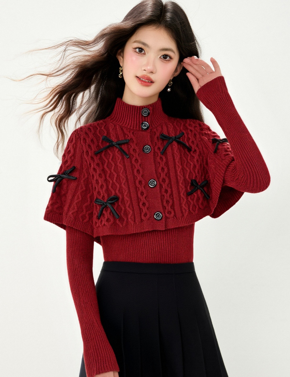 Inside the ride bow shawl autumn and winter tops