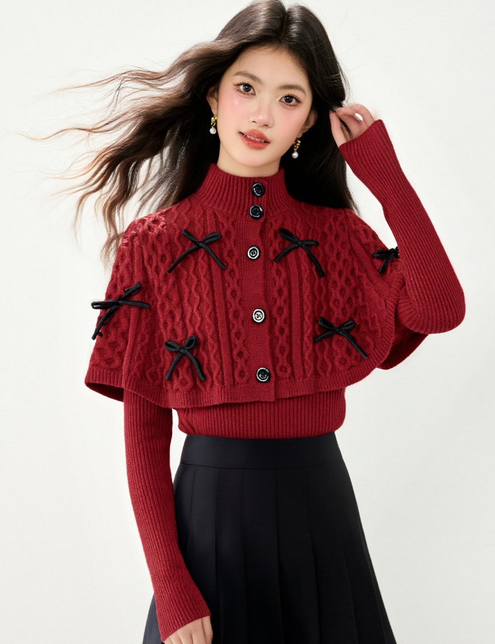 Inside the ride bow shawl autumn and winter tops