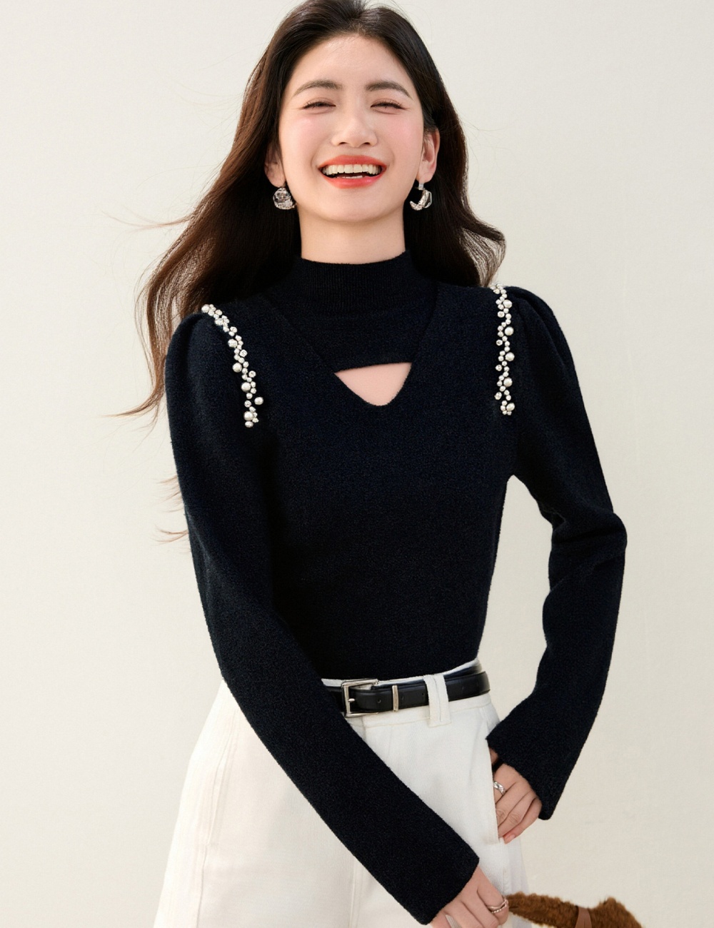 Autumn tops half high collar sweater for women