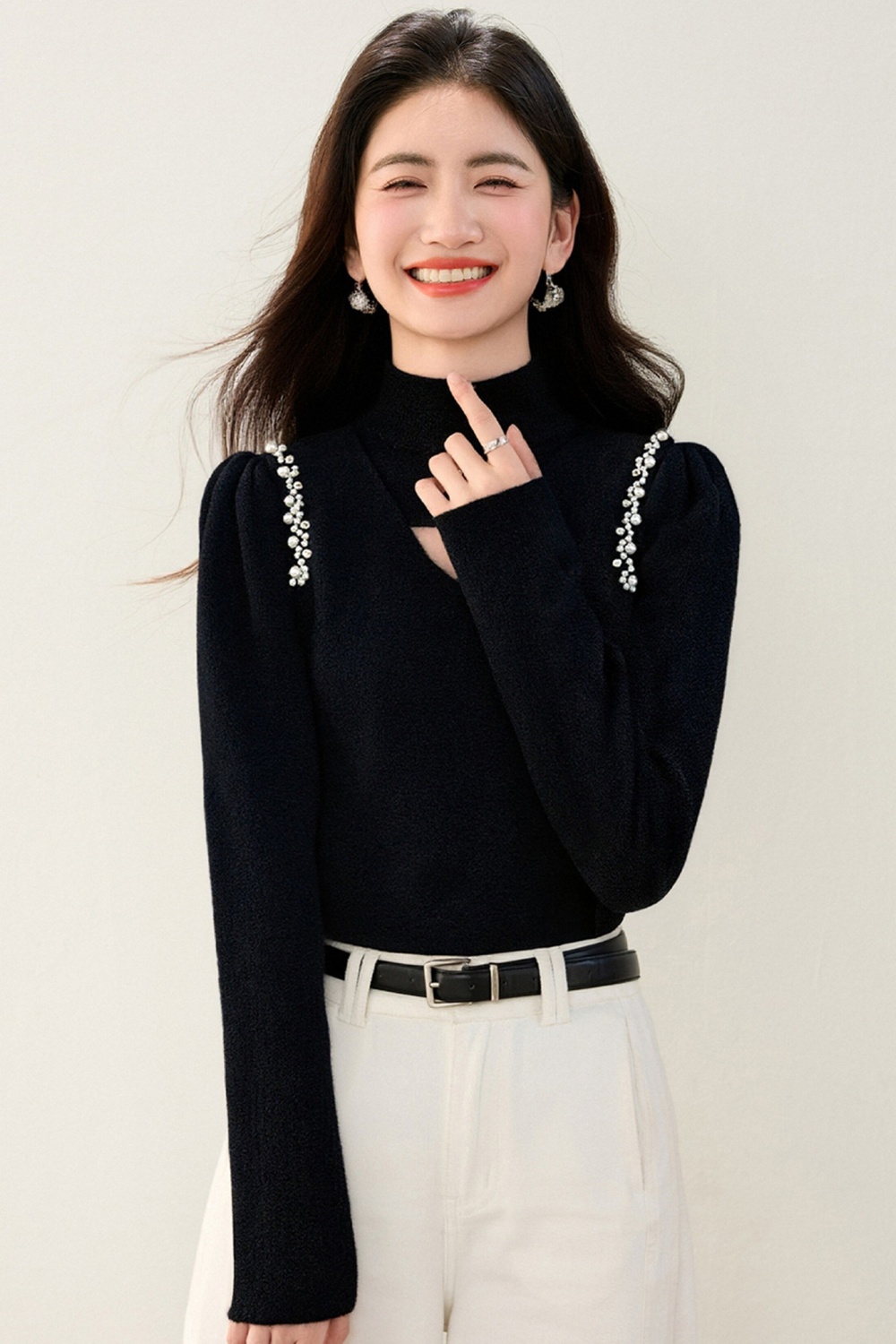 Autumn tops half high collar sweater for women
