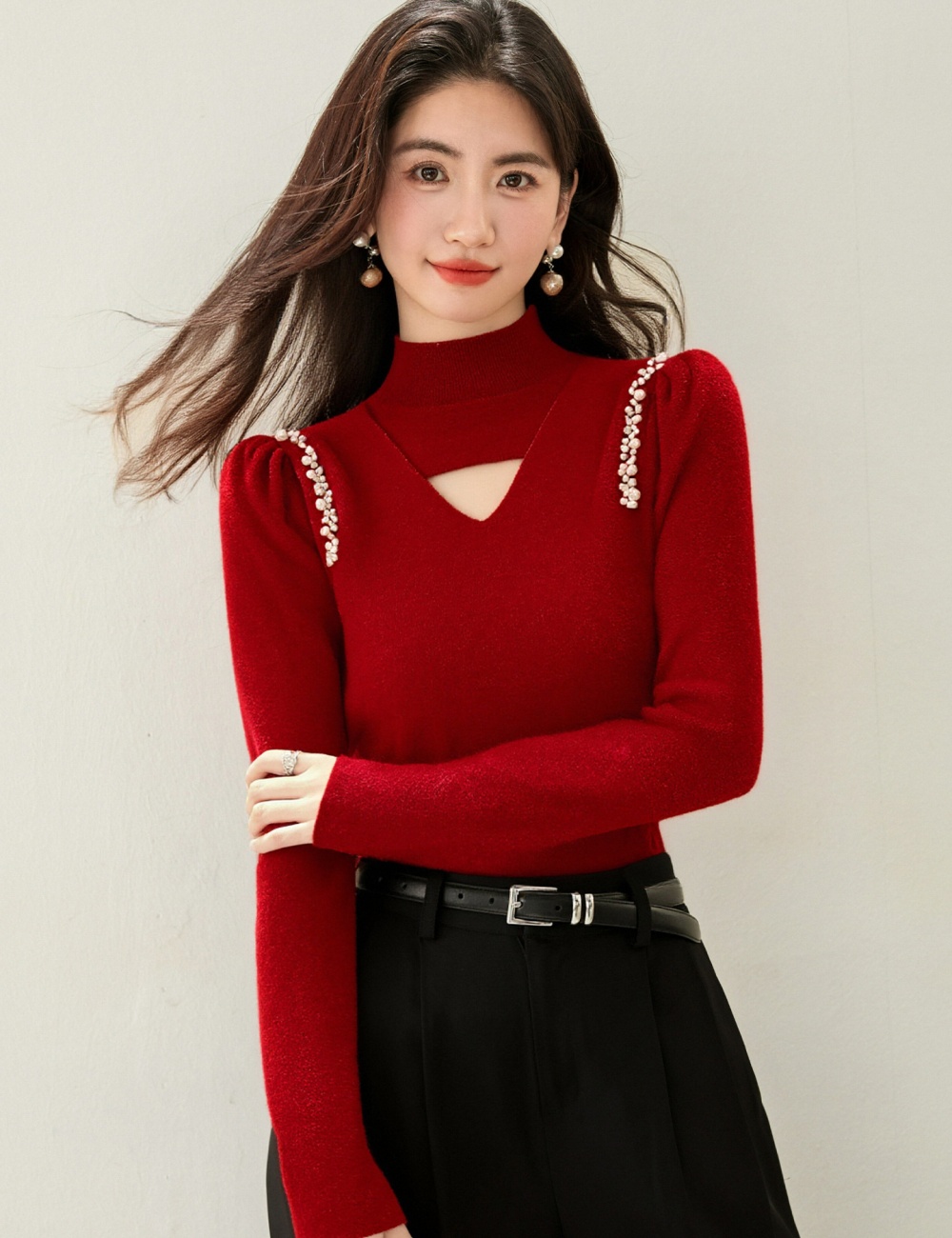 Autumn tops half high collar sweater for women
