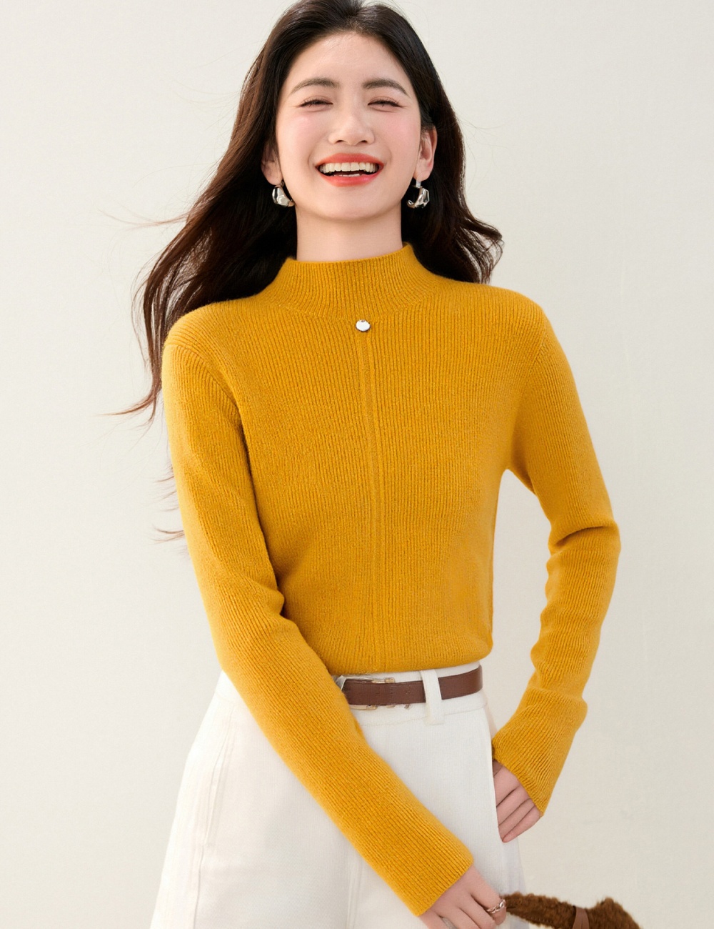 Half high collar autumn and winter sweater pullover tops