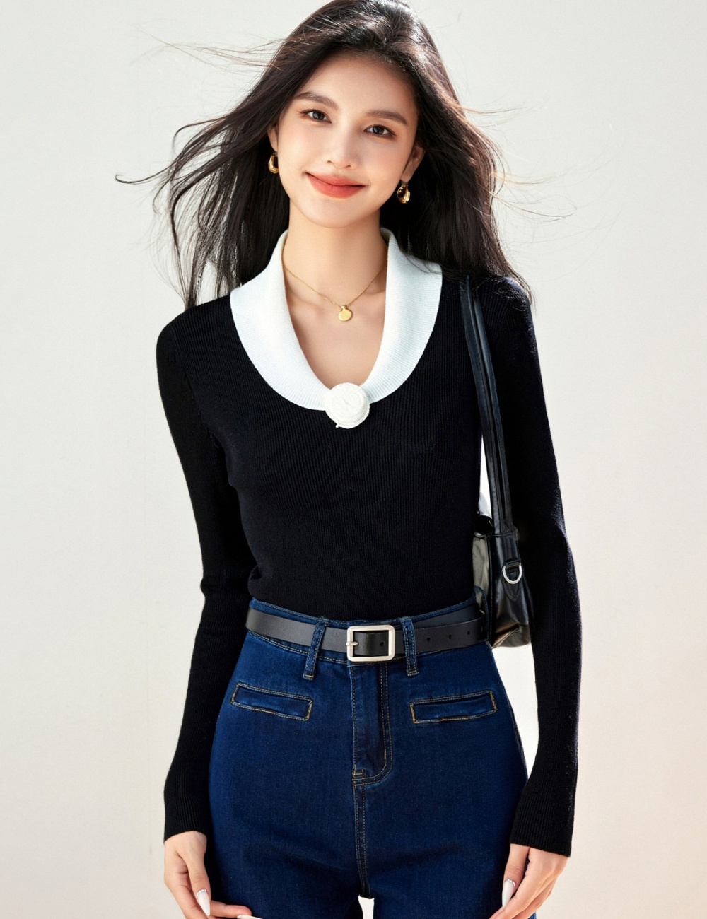 Knitted tops bottoming shirt for women