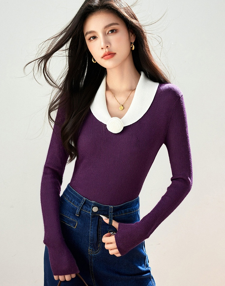 Knitted tops bottoming shirt for women