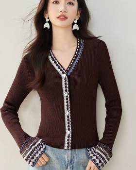 Long sleeve show young sweater knitted slim cardigan