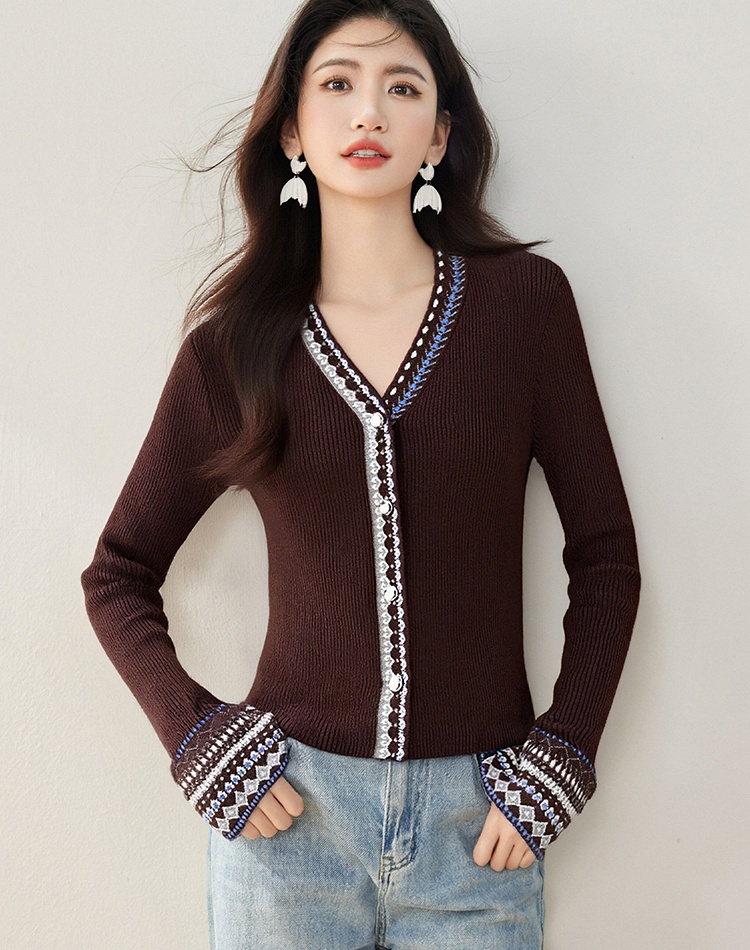 Long sleeve show young sweater knitted slim cardigan