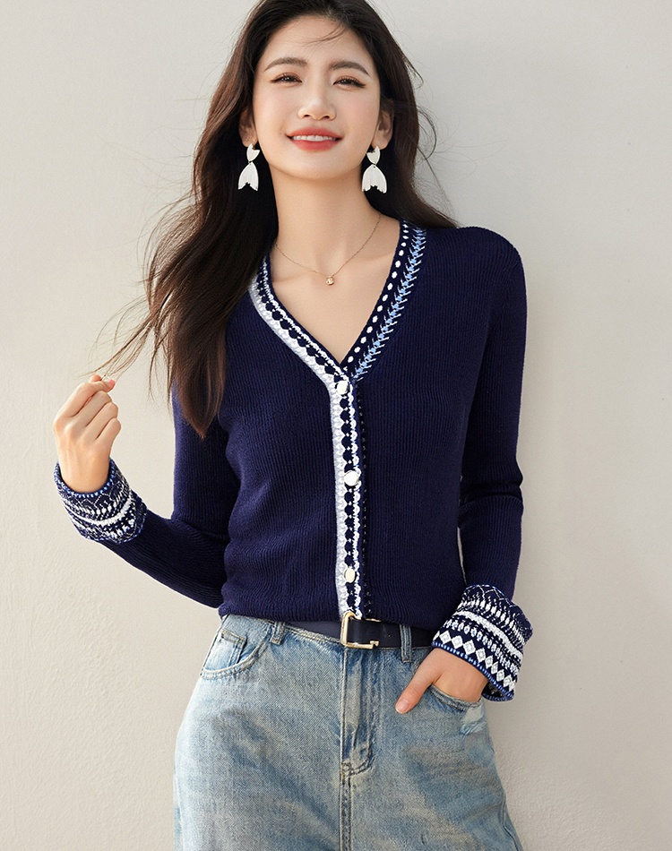 Long sleeve show young sweater knitted slim cardigan