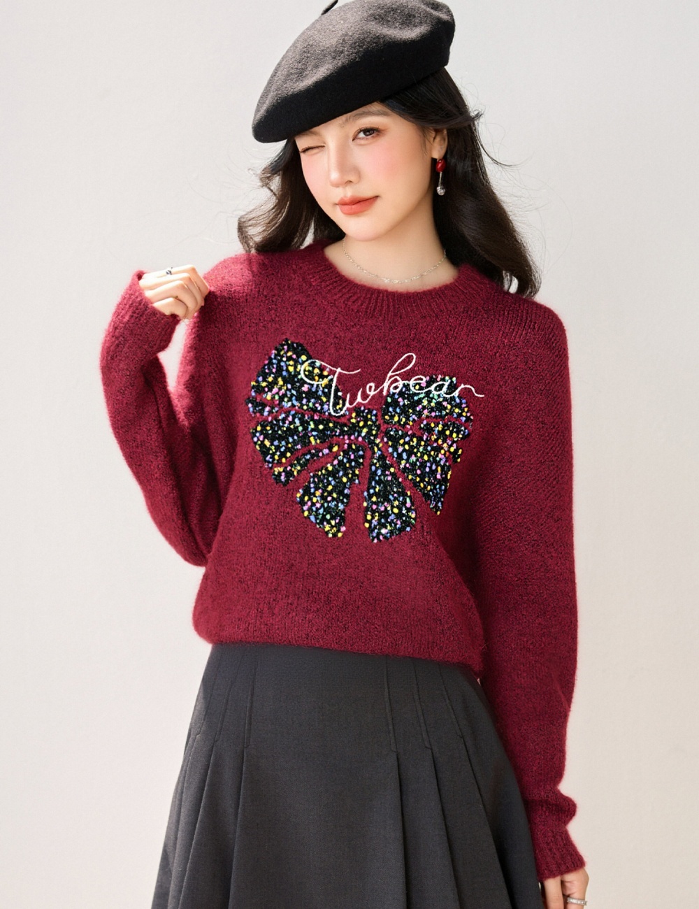 Autumn and winter temperament sweater lazy tops for women