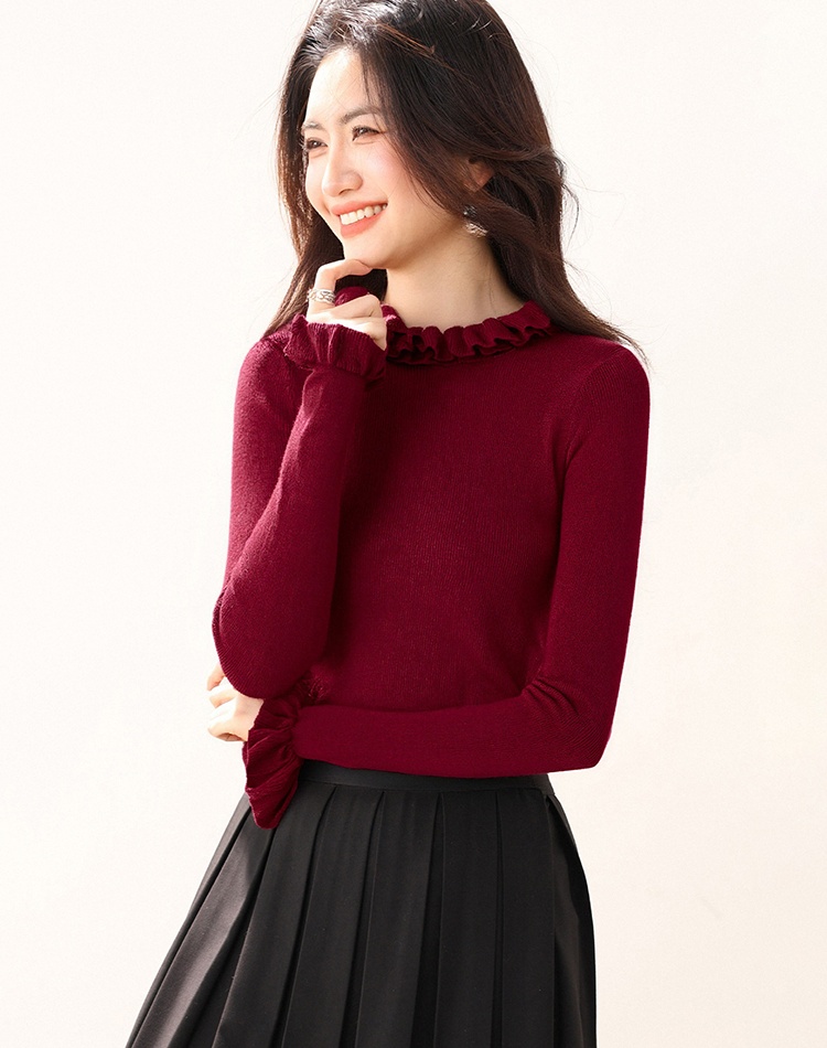 Wood ear half high collar bottoming shirt slim tops