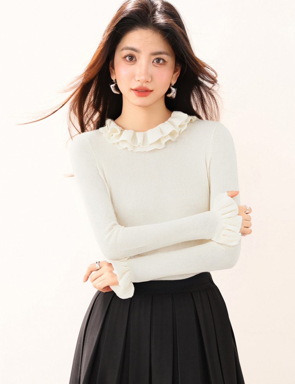 Wood ear half high collar bottoming shirt slim tops