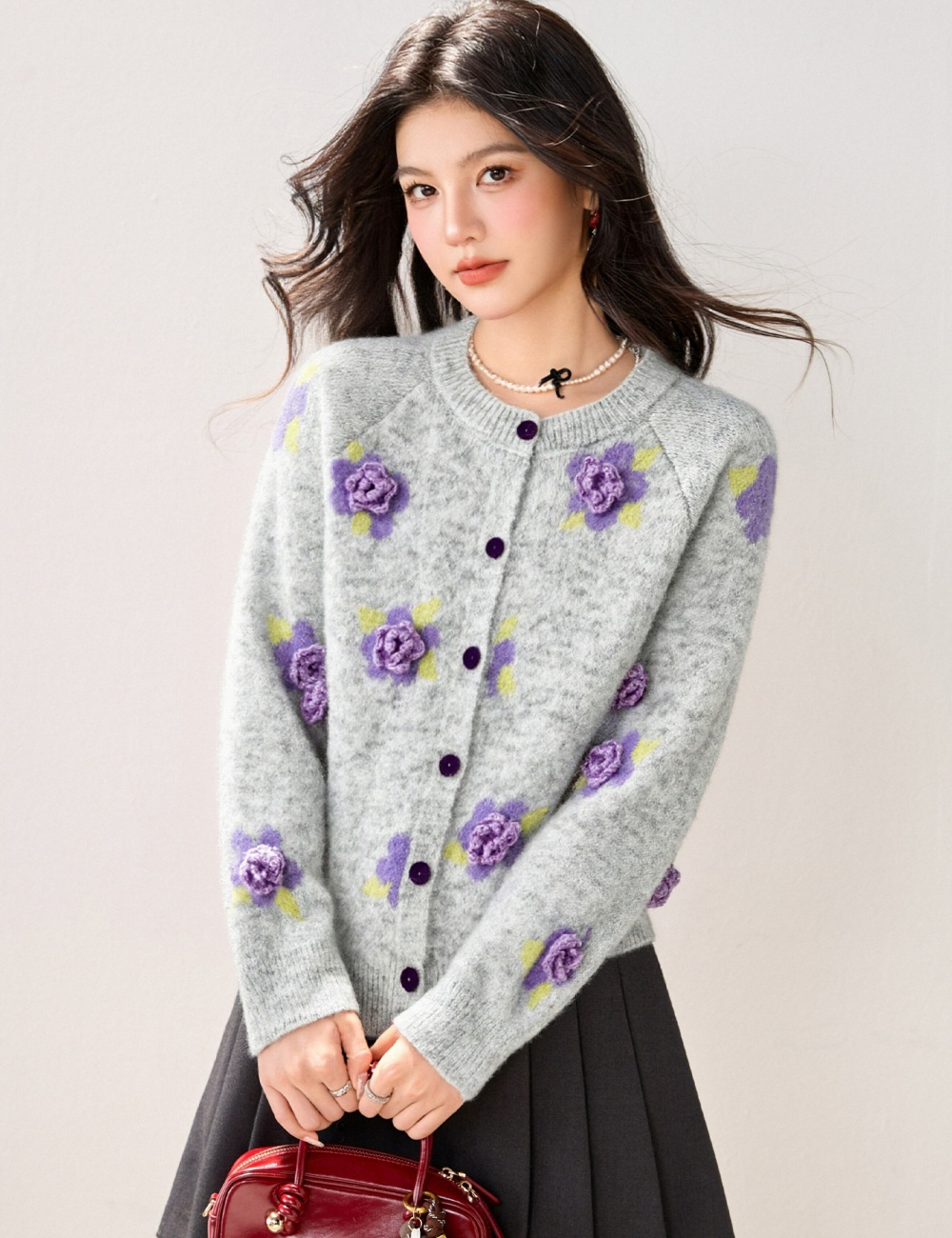 Flowers all-match sweater autumn and winter cardigan