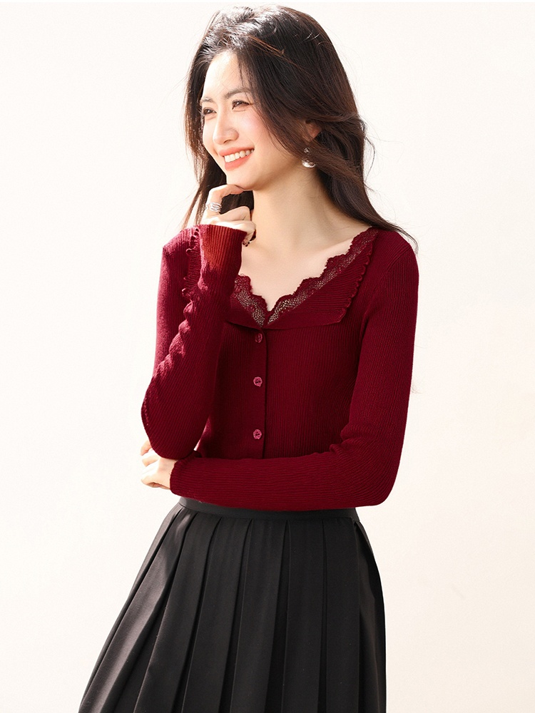 Wood ear sweater autumn and winter tops for women