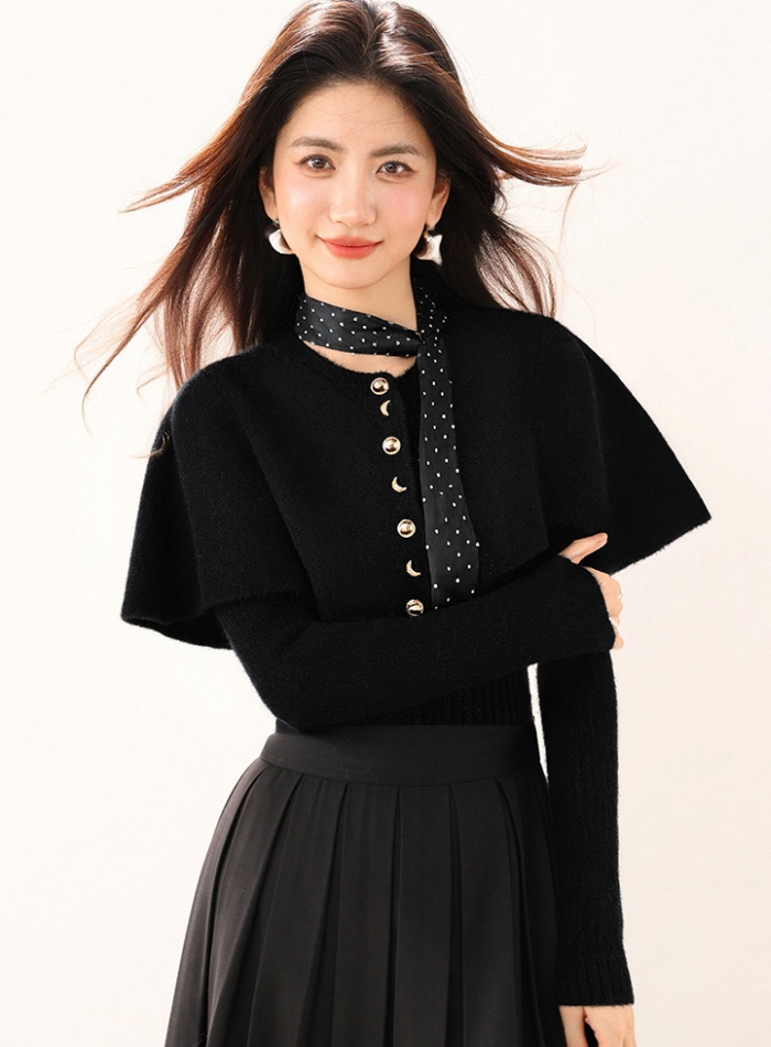 Casual polka dot T-shirt all-match cloak for women