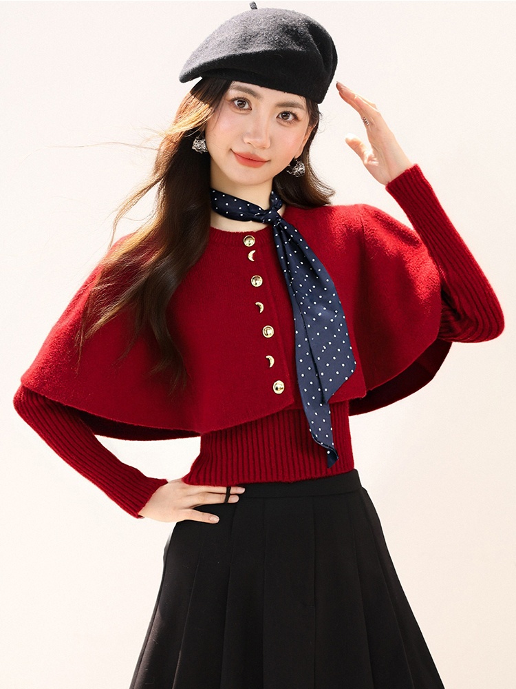 Casual polka dot T-shirt all-match cloak for women