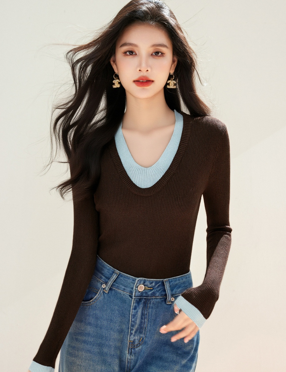 Pullover Korean style shirts knitted tops for women