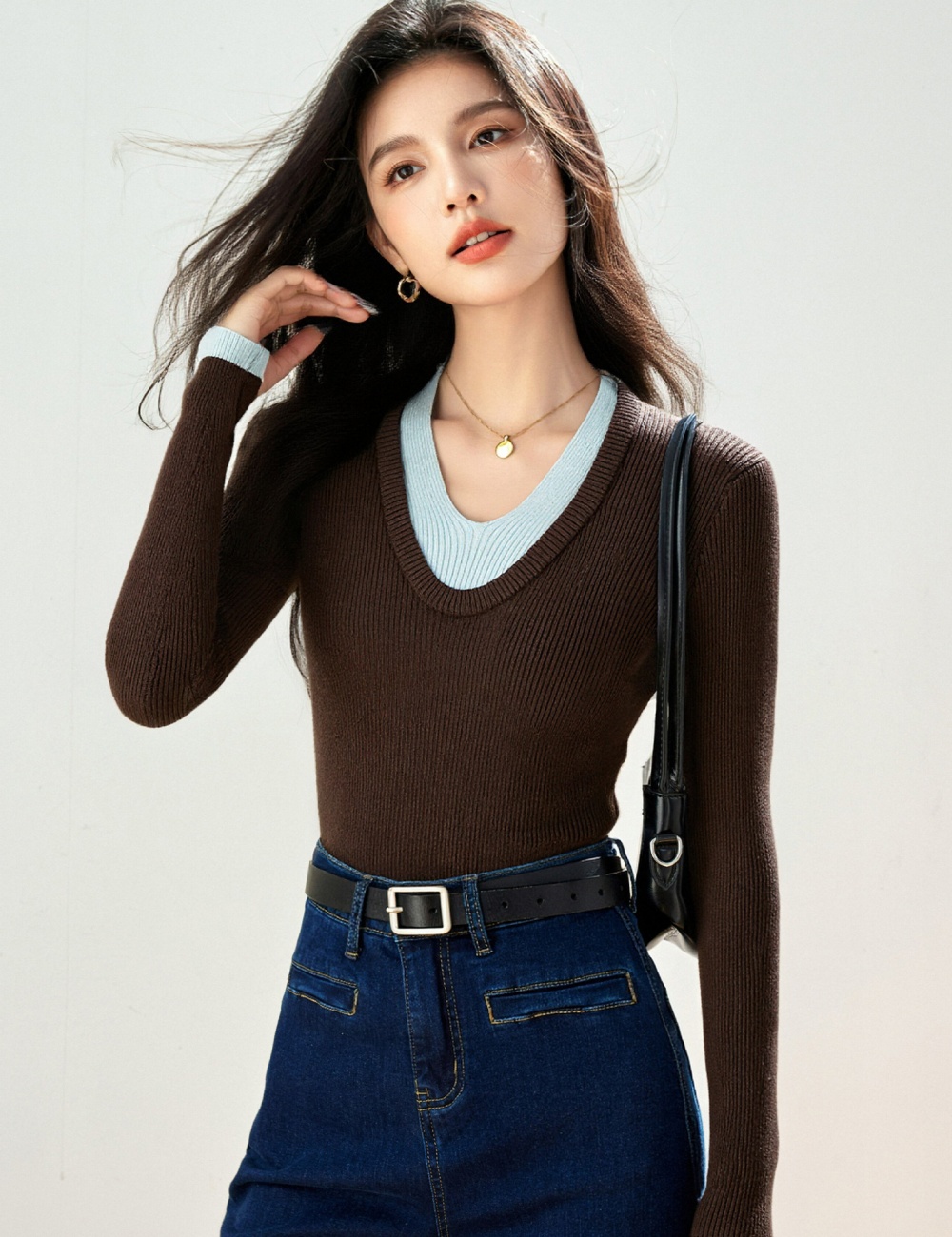 Pullover Korean style shirts knitted tops for women
